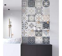 Ambiance Sticker Adesivi Autoadesivi, Decorazioni Murali, Adesivi per Piastrelle per Bagno e Cucina Piastrelle Azulejo Nello - 24 Piastrelle Adesive 15 x 15 cm