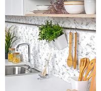 Ambiance Sticker Adesivi Autoadesivi, Decorazioni Murali, Adesivi per Piastrelle per Bagno e Cucina Piastrelle Effetto Cemento Mabré Noir et Blanc- 24 Piastrelle Adesive 10 x 10 cm