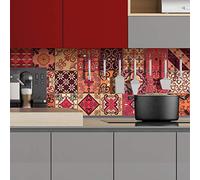 Ambiance Sticker Adesivi Autoadesivi, Decorazioni Murali, Adesivi per Piastrelle per Bagno e Cucina Piastrelle Azulejo Eraldo - 24 Piastrelle Adesive 10 x 10 cm