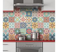 Ambiance Sticker Adesivi Autoadesivi, Decorazioni Murali, Adesivi per Piastrelle per Bagno e Cucina Piastrelle Azulejo Chaparro - 24 Piastrelle Adesive 10 x 10 cm