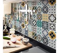 Ambiance Sticker Adesivi Autoadesivi, Decorazioni Murali, Adesivi per Piastrelle per Bagno e Cucina Piastrelle Safia- 24 Piastrelle Adesive 10 x 10 cm