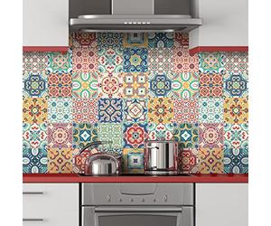 Ambiance Sticker Adesivi Autoadesivi, Decorazioni Murali, Adesivi per Piastrelle per Bagno e Cucina Piastrelle Azulejo Chaparro - 24 Piastrelle Adesive 10 x 10 cm