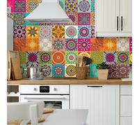 Ambiance Sticker Adesivi Autoadesivi, Decorazioni Murali, Adesivi per Piastrelle per Bagno e Cucina Roses Multicolore - 60 Piastrelle Adesive 20 x 20 cm