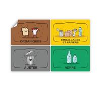 Ambiance Sticker Adesivi per il Riciclaggio Adesivi per Riciclare e Separare i Rifiuti, Pattumiera Adhesif Francese Label - 5 etichette da 8,5 x 5,5 cm.