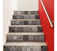 Ambiance Sticker Adesivi Scala Piastrelle Contramarche Aranza Adesivo per Scala Piastrelle di Cemento - 2 strisce di 33 x 115,5 cm