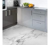 Ambiance Sticker Adesivo da Parete Autoadesivo per Pavimenti in Piastrelle di Cemento con Adesivo Protettivo in Plastica Laminata Antiscivolo Marbre Blanc - 4 Piastrelle Adesive 30 x 30 cm