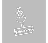 Ambiance Sticker Adesivo per auto, vetri auto per bambini a bordo, testa di giraffa, bianco, altezza 15 x larghezza 10 cm