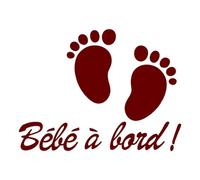 Ambiance Sticker Adesivo per auto, vetri per bambini a bordo, autoadesivo, con piccoli piedi di bambino, colore: bordeaux - H20 x L15 cm