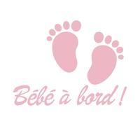 Ambiance Sticker Adesivo per auto, vetri per bambini a bordo, autoadesivo, con piccoli piedi di neonato, colore: rosa polvere, altezza 20 x larghezza 15 cm