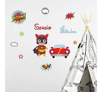 Ambiance Sticker Adesivo Personalizzabile con Nome e Nome Personalizzabile, Decorazione da Parete per Camera dei Bambini, 2 Fogli da 35 x 35 cm e 40 x 25 cm, Multicolore