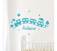 Ambiance Sticker Adesivo Personalizzabile con Nome e Nome Personalizzabile, Decorazione da Parete per Camera dei Bambini, 2 Fogli da 20 x 30 cm e 40 x 30 cm, Blu Cielo