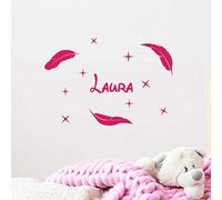 Ambiance Sticker Adesivo Personalizzabile con Nome e Nome Personalizzabile, Decorazione da Parete per Camera dei Bambini, 2 Fogli da 10 x 15 cm e 40 x 25 cm, Fucsia