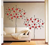 Ambiance Sticker Albero di fiori di gerbera rosso, 50 x 70 cm