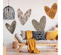 Ambiance Sticker Carta da Parati in Tessuto Non Tessuto Affreschi Giganti Preincollati - Cuori Etnici - Adesivo Decorativo | H120 x L120 cm