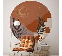 Ambiance Sticker Carta da Parati in Tessuto non Tessuto Affreschi Giganti Preincollati - Rotonda Notte Astratta Del Deserto - Adesivo Decorativo | H90 x L90 cm