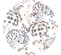 Ambiance Sticker Carta da parati in tessuto non tessuto pre-incollato, affreschi giganti, affresco, fiori Champê vintage acquerello, bianco, altezza 120 x larghezza 120 cm