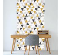 Ambiance Sticker Carta da parati in tessuto non tessuto pre-incollato, motivo geometrico scandinavo triangoli adesivo decorativo, 1 rotolo di altezza 300 x 60 cm
