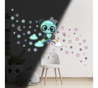 Ambiance Sticker Fosforescente Luminoso Adesivo da Parete Soffitto Bambino Fluorescente Panda su Arcobaleno, H95 x L90 cm