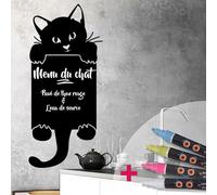 Ambiance Sticker Lavagna nera - Adesivi da parete adesivi cancellabili - Gatto fatto a cucù - H75 x L35 cm + 4 gessi liquidi