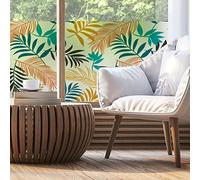 Ambiance Sticker Pellicola Adesiva Per Vetri Privacy - Foglie di Palma Colorate - Adesivo Per Schermi Privacy per Finestre e Porte Doccia | H40 x L200 cm