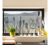 Ambiance Sticker Pellicola Adesiva per Vetri Privacy - Utensili da Cucina - Adesivo per Schermi Privacy per Finestre e Porte Doccia | H40 x L200 cm