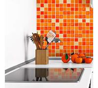 Ambiance Sticker Rivestimenti Autoadesivi per Cucina e Bagno Mosaïques Nuance Orange - 9 Piastrelle Adesive 20 x 20 cm