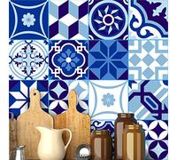 Ambiance Sticker Rivestimenti Autoadesivi per Cucina e Bagno Nuance de Bleu - 9 Piastrelle Adesive 10 x 10 cm