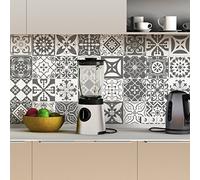Ambiance Sticker Rivestimenti Autoadesivi per Cucina e Bagno Nuances de Gris Varsovie - 9 Piastrelle Adesive 15 x15 cm
