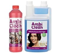 AmbiClean, set di pulizia per macchine da caffè, 750 ml, decalcificante liquido e detergente per schiuma di latte universale per molte macchine