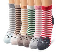 Ambielly Calzini casuali del cotone delle donne variopinte di disegno svegli, 6 gatti Stipe, 5-8