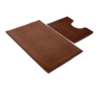 Ambience Products Set di 2 tappetini da bagno antiscivolo, morbidi e lavabili, ad asciugatura rapida, assorbenti, tappetino da doccia e piedistallo (cioccolato)