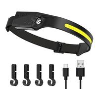 Ambienden Lampada Frontale LED Super Luminosa, Torcia Frontale Ricaricabile USB-C, 4 Modalità, 350 Lumen, Sensore Movimento, Luce Frontale LED Per Corsa, Pesca, Campeggio