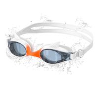 Ambienden Nuovo Design Occhiali Nuoto Bambini, Design Squalo Visione HD Grandangolare 180°, Antiappannamento, Protezione UV, Unisex Occhialini Piscina per Bambini di 3-10 Anni, White-Orange