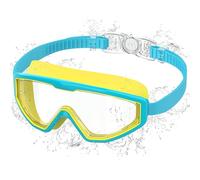 Ambienden Occhialini Nuoto Bambini Anti-Appannamento UV - Visione Larga 180° - Regolazione 1-Clic & Sigillo in Silicone - Unisex Occhialini Piscina da 3-12 Anni, Blue-Yellow