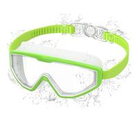 Ambienden Occhialini Nuoto Bambini Anti-Appannamento UV - Visione Larga 180° - Regolazione 1-Clic & Sigillo in Silicone - Unisex Occhialini Piscina da 3-12 Anni, Green-White