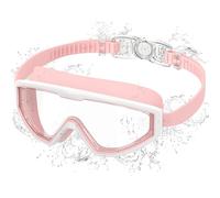 Ambienden Occhialini Nuoto Bambini Anti-Appannamento UV - Visione Larga 180° - Regolazione 1-Clic & Sigillo in Silicone - Unisex Occhialini Piscina da 3-12 Anni, Pink-White