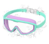 Ambienden Occhialini Nuoto Bambini Anti-Appannamento UV - Visione Larga 180° - Regolazione 1-Clic & Sigillo in Silicone - Unisex Occhialini Piscina da 3-12 Anni, Green-Purple
