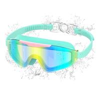 Ambienden Occhialini Nuoto Bambini, Antiappannamento & UV, Ampià Visuale, Regolazione Rapida, Sigillo in Silicone, Occhialini Piscina Unisex 3-14 Anni, Green