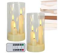 Ambient Glow Pillar - LED Candle Lights for Decor | Acrylic Shell with Warm Yellow Light, Flickering Flame Effect, Battery Operated Design, Indoor Accent for Fireplace Shelf Wedding Holiday Bar