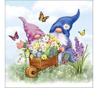 Ambiente - 20 tovaglioli di carta, motivo: gnomi da giardinaggio, decorazione da tavolo con motivo anche per feste o decoupage, 33 x 33 cm