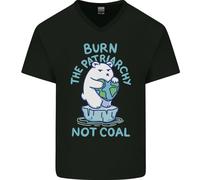 Ambiente Brucia Il Patriarcato Non Il Carbone Maglietta In Cotone A V Per Uomo