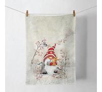 Ambiente Strofinaccio da cucina, 70 x 50 cm, 100% cotone, gnomo con coniglio in paesaggio invernale, inverno, avvento, Natale, serie Dwarf Hug