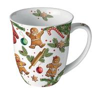 Ambiente Tazza da caffè tazza da tè 0,4 l Fine Bone China serie gingerbread cookies pan di zenzero ramoscelli inverno Natale Avvento tazza di Natale