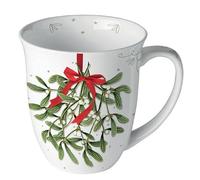 Ambiente Tazza da caffè tazza da tè 0,4 l Fine Bone Cina serie mistletoe vischio vischio inverno Natale Avvento