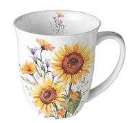 Ambiente Tazza da caffè, tazza da tè, 0,4 l, in porcellana fine, girasoli
