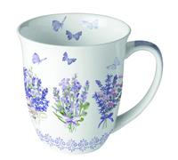 Ambiente Tazza da tè, tazza da caffè, 0,4 l, lavanda, farfalle, in colori delicati, in porcellana fine, serie Lovely Lavender