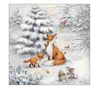 Ambiente Tovaglioli con animali della foresta invernale, 33 x 33 cm, 3 veli, 20 pezzi, decorazione da tavolo, paesaggio invernale