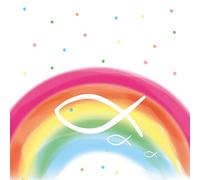 Ambiente, tovaglioli con pesce arcobaleno bianco, 33 x 33 cm, cresima, comunione, battesimo, confezione da 20 pezzi