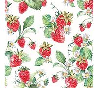Ambiente Tovaglioli Lunch 33 x 33 cm, motivo: Garden strawberries, fragole, 20 pezzi per confezione