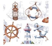 Ambiente Tovaglioli Lunch 33 x 33 cm, motivo: Welcome Aboard - Ancora, faro, timone, blu marittimo, 20 pezzi per confezione